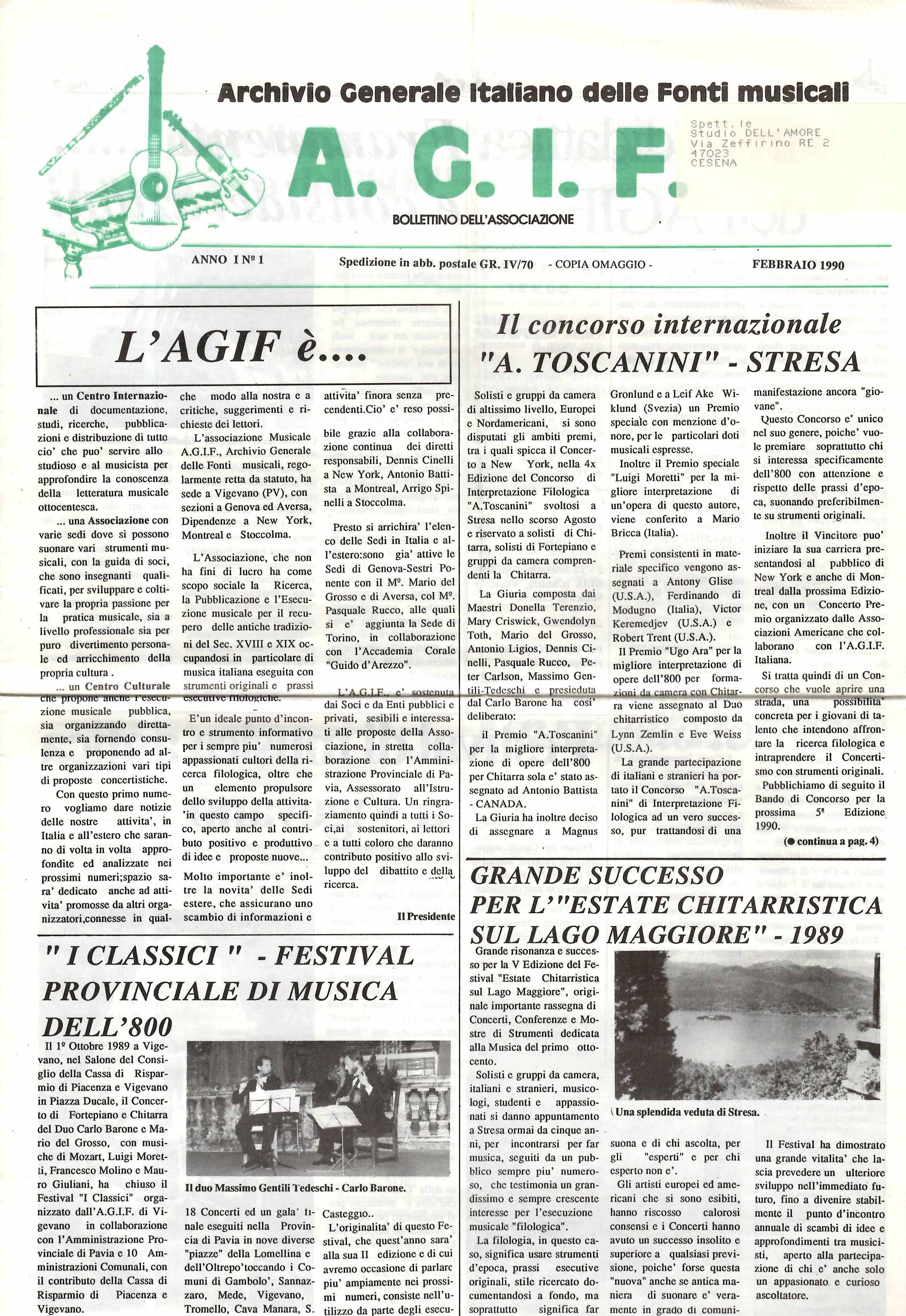 A.G.I.F. Archivio Generale Italiano delle Fonti musicali